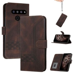 For LG V50 ThinQ 5G Cubic Skin Feel Flip Leather Phone Case(Dark Brown) (OEM)