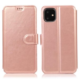 For iPhone 12 / 12 Pro Calf Texture Magnetic Buckle Horizontal Flip Leather Case with Holder & Card Slots & Wallet & Photo Frame(Rose Gold) (OEM)
