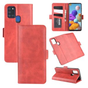 For Galaxy A21S Dual-side Magnetic Buckle Horizontal Flip Leather Case with Holder & Card Slots & Wallet(Red) (OEM)