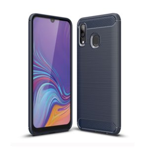 Brushed Texture Carbon Fiber TPU Case for Galaxy A40 (Navy Blue) (OEM)