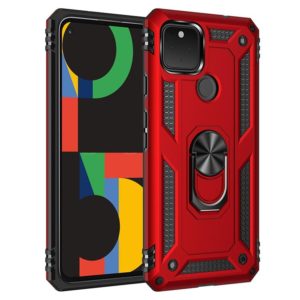For Google Pixel 5 XL Shockproof TPU + PC Protective Case with 360 Degree Rotating Holder(Red) (OEM)