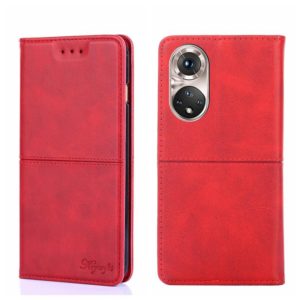 For Honor 50 Pro Cow Texture Magnetic Horizontal Flip Leather Phone Case(Red) (OEM)