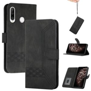 For Huawei Y7 2019 Cubic Skin Feel Flip Leather Phone Case(Black) (OEM)