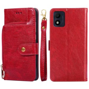 For alcatel 1B 2022 Zipper Bag Leather Phone Case(Red) (OEM)