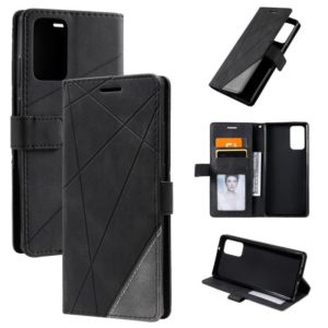For Samsung Galaxy Note20 Skin Feel Splicing Horizontal Flip Leather Case with Holder & Card Slots & Wallet & Photo Frame(Black) (OEM)