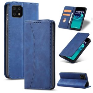 For Sharp Aquos Sense 6 Magnetic Dual-fold Leather Phone Case(Blue) (OEM)
