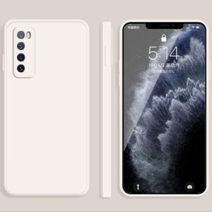 For Huawei nova 7 5G Solid Color Imitation Liquid Silicone Straight Edge Dropproof Full Coverage Protective Case(White) (OEM)