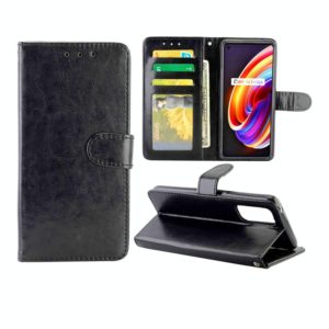 For OPPO Realme X7 Pro Crazy Horse Texture Leather Horizontal Flip Protective Case with Holder & Card Slots & Wallet & Photo Frame(Black) (OEM)