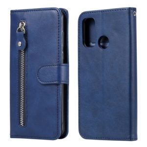 For Huawei P smart 2020 Fashion Calf Texture Zipper Horizontal Flip Leather Case with Stand & Card Slots & Wallet Function(Blue) (OEM)