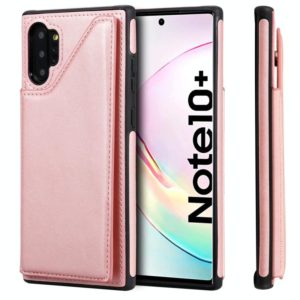For Galaxy Note 10+ Shockproof Calf Texture Protective Case with Holder & Card Slots & Frame(Rose Gold) (OEM)