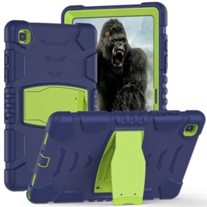 For Samsung Galaxy Tab A7 T500 3-Layer Protection Screen Frame + PC + Silicone Shockproof Combination Case with Holder(NavyBlue+Lime) (OEM)