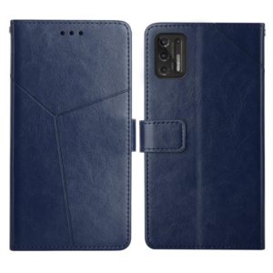 For Motorola Moto G Stylus 2021 Y Stitching Horizontal Flip Leather Phone Case with Holder & Card Slots & Wallet & Photo Frame(Blue) (OEM)
