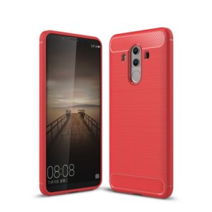 For Huawei Mate 10 Pro Brushed Texture Carbon Fiber Shockproof TPU Rugged Armor Protective Case (Red) (OEM)