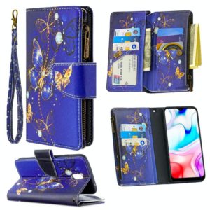 For Xiaomi Redmi 8A Colored Drawing Pattern Zipper Horizontal Flip Leather Case with Holder & Card Slots & Wallet(Purple Butterfly) (OEM)