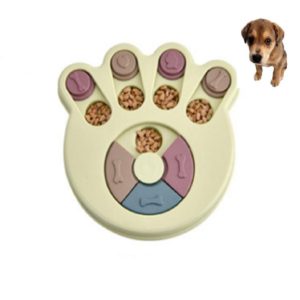 Pet Toy Dog Food Turntable Eating Puzzle Anti-Smashing Dog Bowl Supplies, Style:Footprint Style(Green) (OEM)