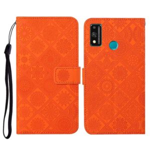 For Huawei Honor 9X Lite Ethnic Style Embossed Pattern Horizontal Flip Leather Case with Holder & Card Slots & Wallet & Lanyard(Orange) (OEM)