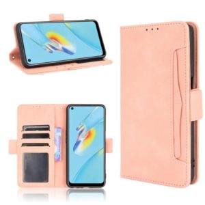 For OPPO A54 Skin Feel Calf Pattern Horizontal Flip Leather Case with Holder & Card Slots & Photo Frame(Pink) (OEM)