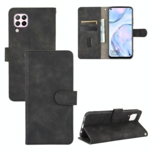 For Huawei nova 6 SE / P40 Lite Solid Color Skin Feel Magnetic Buckle Horizontal Flip Calf Texture PU Leather Case with Holder & Card Slots & Wallet(Black) (OEM)