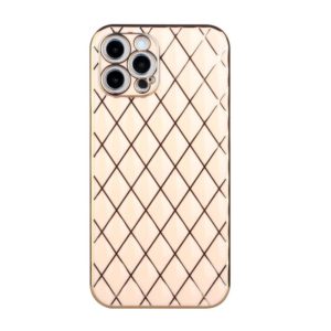 For iPhone 12 Pro Electroplated Rhombic Pattern Sheepskin TPU Protective Case(Pink) (OEM)