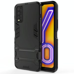 For Vivo Y20 PC + TPU Shockproof Protective Case with Holder(Black) (OEM)