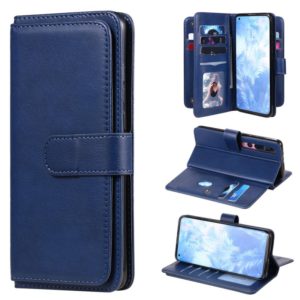 For Xiaomi Mi 10 / 10 Pro Multifunctional Magnetic Copper Buckle Horizontal Flip Solid Color Leather Case with 10 Card Slots & Wallet & Holder & Photo Frame(Dark Blue) (OEM)