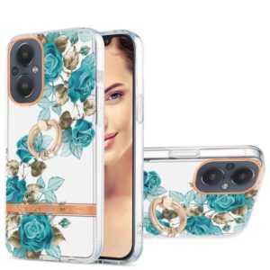 For OnePlus Nord N20 5G Ring IMD Flowers TPU Phone Case(Blue Rose) (OEM)