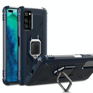 For Huawei P40 Carbon Fiber Protective Case with 360 Degree Rotating Ring Holder(Blue) (OEM)
