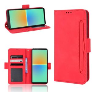 For Sony Xperia 10 IV Skin Feel Calf Texture Card Slots Leather Phone Case(Red) (OEM)