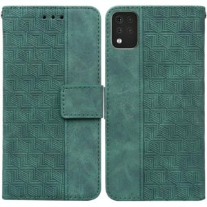 For LG K42 Geometric Embossed Leather Phone Case(Green) (OEM)