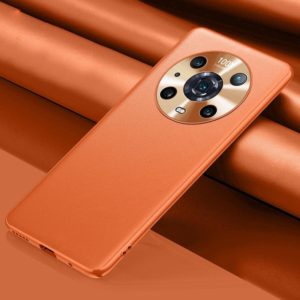 For Honor Magic4 Pro Plain Skin Leather Phone Case(Orange) (OEM)