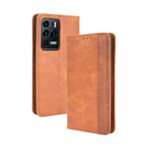 For ZTE Axon 30 Ultra 5G Magnetic Buckle Retro Crazy Horse Texture Horizontal Flip Leather Case with Holder & Card Slots & Photo Frame(Brown) (OEM)