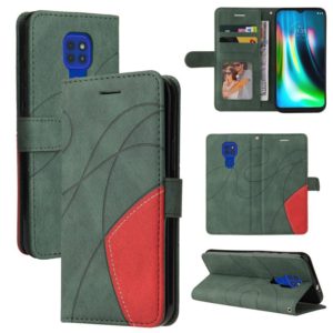 For Motorola Moto G9 Play Dual-color Splicing Horizontal Flip PU Leather Case with Holder & Card Slots & Wallet(Green) (OEM)