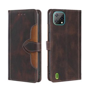 For Blackview A55 Skin Feel Straw Hat Magnetic Buckle Leather Phone Case(Brown) (OEM)
