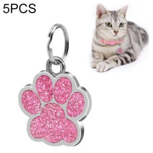 5 PCS Metal Pet Tag Zinc Alloy Identity Card Footprint Lettering Dog Tag(Pink) (OEM)