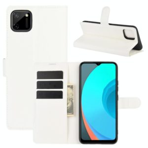 For OPPO Realme C11 Litchi Texture Horizontal Flip Protective Case with Holder & Card Slots & Wallet(White) (OEM)