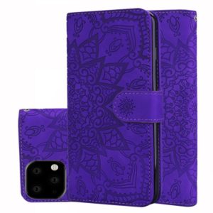 For iPhone 11 Pro Calf Pattern Double Folding Design Embossed Leather Case with Wallet & Holder & Card Slots (5.8 inch)(Purple) (OEM)