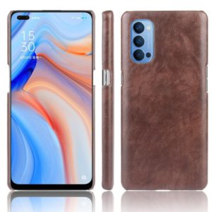 For Oppo Reno4 Shockproof Litchi Texture PC + PU Case(Brown) (OEM)