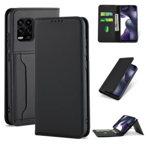 For Xiaomi Mi 10 Lite / 10 Youth 5G Strong Magnetism Shockproof Horizontal Flip Liquid Feel Leather Case with Holder & Card Slots & Wallet(Black) (OEM)