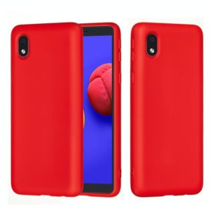 For Samsung Galaxy A01 Core Solid Color Liquid Silicone Dropproof Full Coverage Protective Case(Red) (OEM)