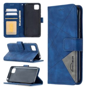 For Huawei Y5p Rhombus Texture Magnetic Buckle Horizontal Flip Leather Case with Holder & Card Slots & Wallet & Photo Frame(Blue) (OEM)