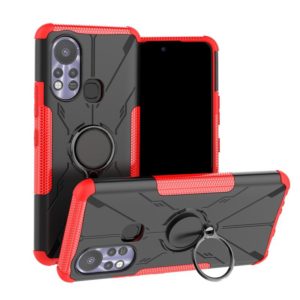 For Infinix Hot 11S Armor Bear Shockproof PC + TPU Protective Phone Case with Ring Holder(Red) (OEM)