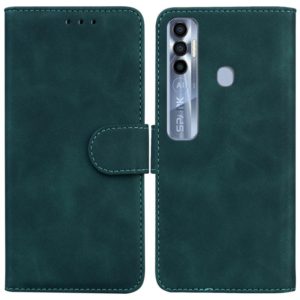 For Tecno Spark 7 Pro Skin Feel Pure Color Flip Leather Phone Case(Green) (OEM)