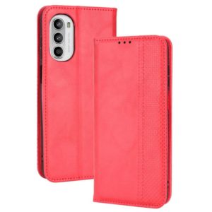 For Motorola Moto G71s/G82 5G/G52 4G Magnetic Buckle Retro Crazy Horse Leather Phone Case(Red) (OEM)