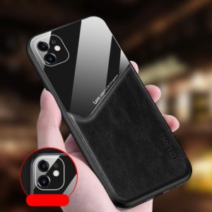For iPhone 12 Pro Max All-inclusive Leather + Organic Glass Phone Case with Metal Iron Sheet(Black) (OEM)