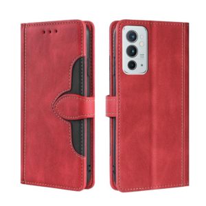 For OnePlus 9RT 5G Skin Feel Straw Hat Magnetic Buckle Horizontal Flip Leather Phone Case with Holder & Card Slots & Wallet(Red) (OEM)