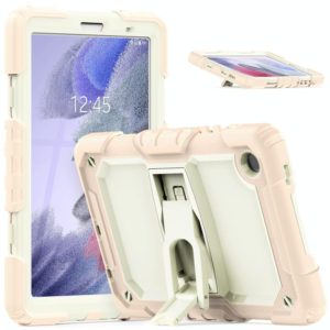 Shockproof Colorful Silica Gel + PC Protective Case with Holder & Shoulder Strap For Samsung Galaxy A7 Lite T220 / T225(Rose Gold) (OEM)