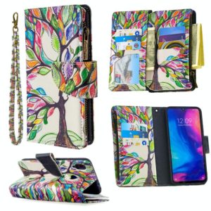 For Xiaomi Redmi Note 7 Colored Drawing Pattern Zipper Horizontal Flip Leather Case with Holder & Card Slots & Wallet(Tree) (OEM)