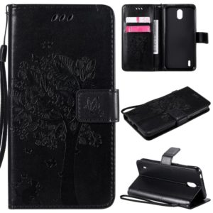 For Nokia 1.3 Tree & Cat Embossed Pattern Horizontal Flip Leather Case with Holder & Card Slots & Wallet & Lanyard(Black) (OEM)