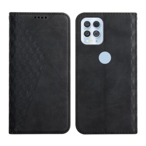 For Motorola Edge S Diamond Pattern Splicing Skin Feel Magnetic Horizontal Flip Leather Case with Card Slots & Holder & Wallet(Black) (OEM)