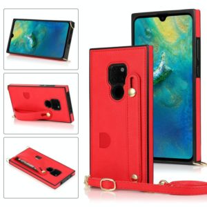 For Huawei Mate 20 Wrist Strap PU+TPU Shockproof Protective Case with Crossbody Lanyard & Holder & Card Slot(Red) (OEM)